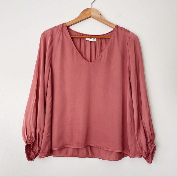 Velvet By Graham & Spencer Blouse Balloon Sleeves Made in USA Top Career Satin - Picture 4 of 6